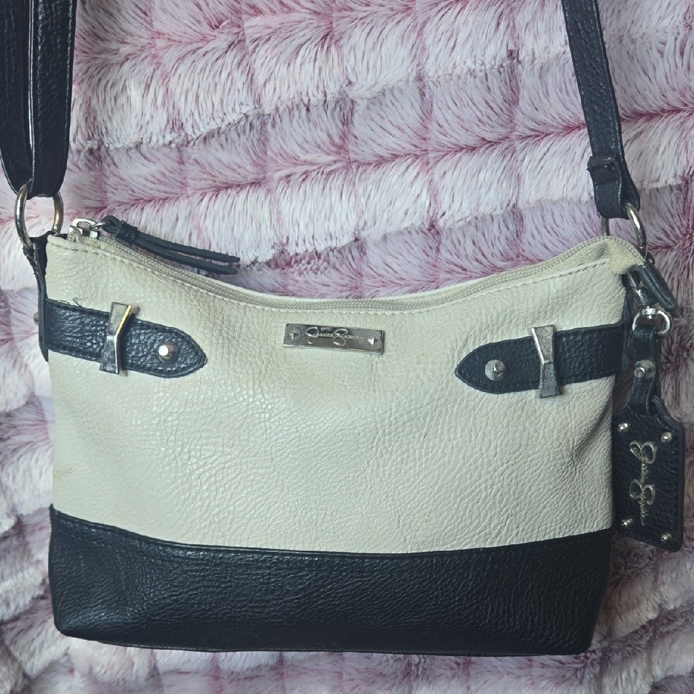 Jessica Simpson Black and Cream Crossbody Bag